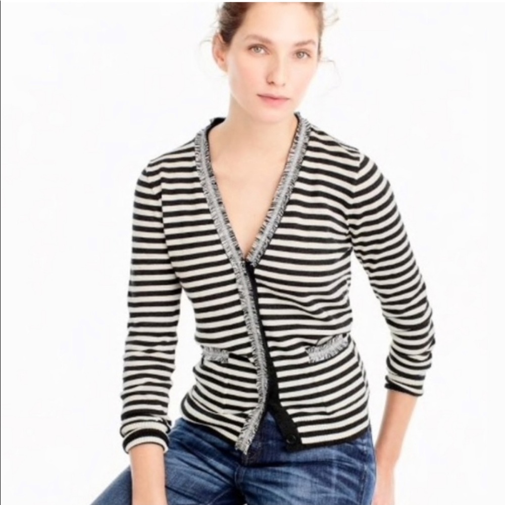 J Crew striped Harlow cardigan sweater wool